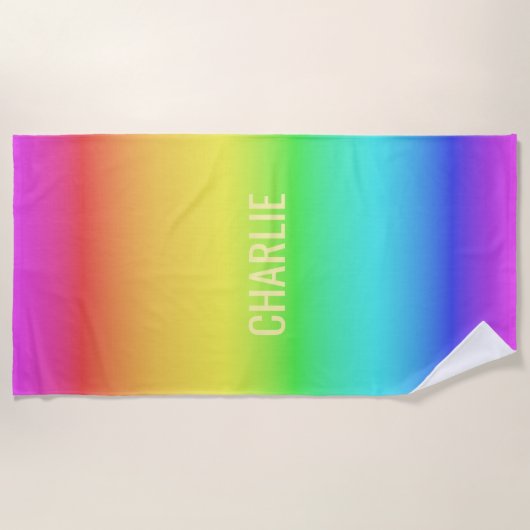 Rainbow Gradient nom personnalisé serviette de pla (Devant)