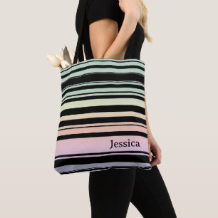 Rainbow Gradient Pastel Stripes gepersonaliseerd Draagtas