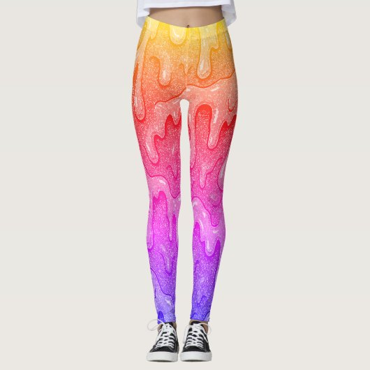 Rainbow Gradient Slime Drip Leggings (Voorkant)