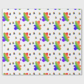 Rainbow Gradient Teddy Bear Patroon Cadeaupapier (Vlak)