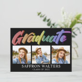 Rainbow Graduate 3 Photo Graduate Invitation (Debout devant)