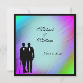 Rainbow Green Accent Gay Wedding Invite Kaart (Achterkant)