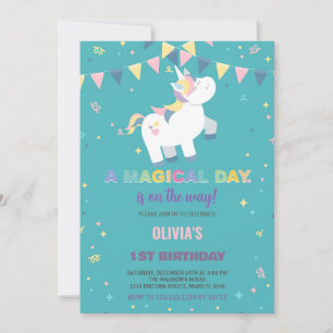 Rainbow Green Fly Eenhoorn Verjaardag Uitnodiginge Kaart