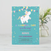 Rainbow Green Fly Unicorn Invitations Anniversaire (Debout devant)