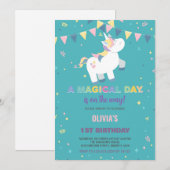 Rainbow Green Fly Unicorn Invitations Anniversaire (Devant / Derrière)