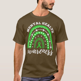 Rainbow Green Ribbon Mental Health Awareness6108 T-shirt