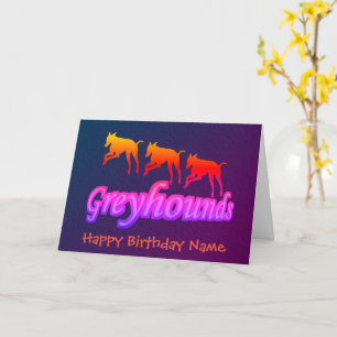 Rainbow Greyhounds Personalized Birthday Kaart