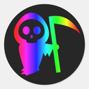 Rainbow Grim Reaper Drie sticker