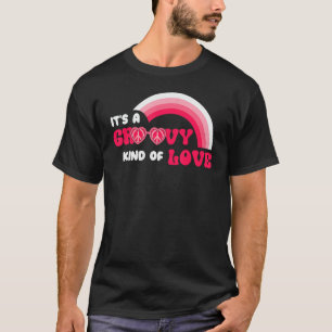 Rainbow Groovy Kind Love Happy Pink Valentijns Da T-shirt