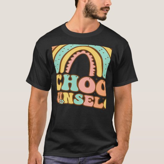 Rainbow Groovy School Counselor Guidance Teacher S T-shirt (Voorkant)