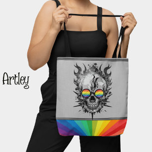 Rainbow Grunge Skull Grey Zonnebril Gay Pride Draagtas