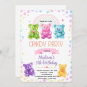 Rainbow Gummy Bear candy Invitation (Devant / Derrière)