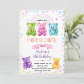 Rainbow Gummy Bear candy Invitation Kaart (Staand voorkant)