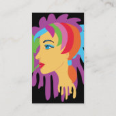 Rainbow Hair Girl Art Carte de visite (Dos)
