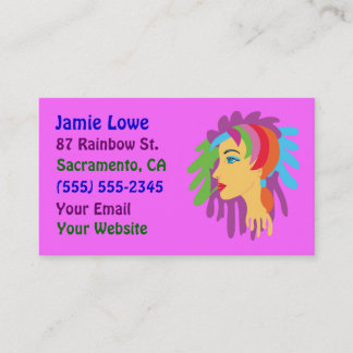 Rainbow Hair Girl Art Visitekaartjes