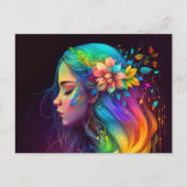 Rainbow Hair Girl Briefkaart (Voorkant)