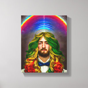 Rainbow Hair Man of Love Fantasy surreal LGBTQ Art Canvas Afdruk