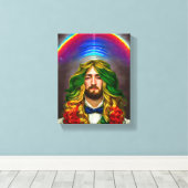 Rainbow Hair Man of Love Fantasy surreal LGBTQ Art Canvas Afdruk (Insitu (Houten vloer))