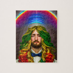 Rainbow Hair Man of Love Fantasy surreal LGBTQ Art Legpuzzel