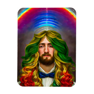 Rainbow Hair Man of Love Fantasy surreal LGBTQ Art Magneet