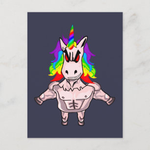 Rainbow Hair Muscular Unicorn Body Building Briefkaart