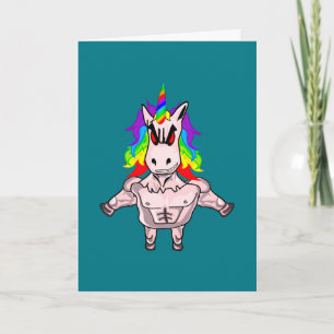 Rainbow Hair Muscular Unicorn Body Building Kaart