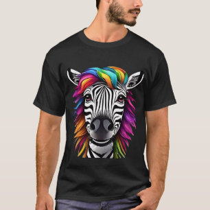 "Rainbow Hair Zebra T-shirt - Levendige kleuren in