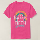 Rainbow Hallo 5e graad terug naar schoolleraar Stu T-shirt (Design voorkant)