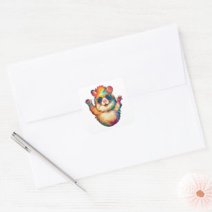 Rainbow Hamster Peace Vibes Vierkante Sticker