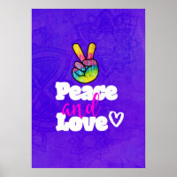 Rainbow Hand Peace Sign Peace and Love Typografie