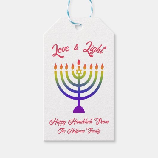 Rainbow Hanukkah Gift Labels Cadeaulabel (Voorkant)