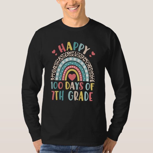 Rainbow Happy 100th Day of 7th Grade 100 Day of Sc T-shirt (Voorkant)