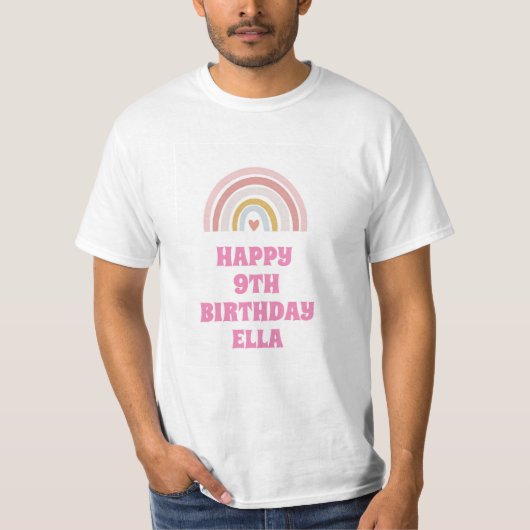 RAINBOW HAPPY BANTHDAY T-SHIRT TEL À CUSTOMISER (Devant)