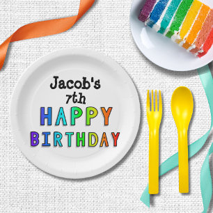 Rainbow Happy Birthday gepersonaliseerd Papieren Bordje