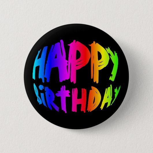 Rainbow Happy Birthday Ronde Button 5,7 Cm (Voorkant)