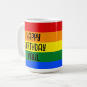 Rainbow Happy Birthday tasse (Devant gauche)