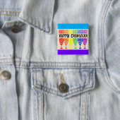 Rainbow Happy Chanukah-Buttonnen Vierkante Button 5,1 Cm (In situ)
