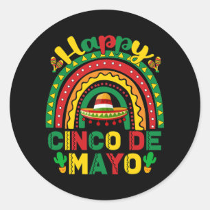 Rainbow Happy Cinco De Mayo Partij Mexicaanse grap Ronde Sticker