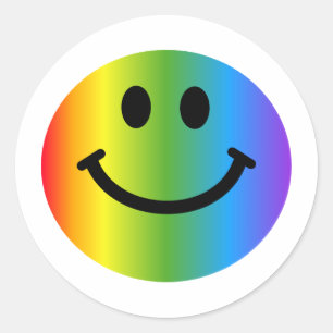 Rainbow Happy Face Ronde Sticker