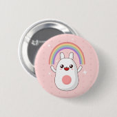 Rainbow Happy Rabbit Ronde Button 5,7 Cm (Voorkant /achterkant)