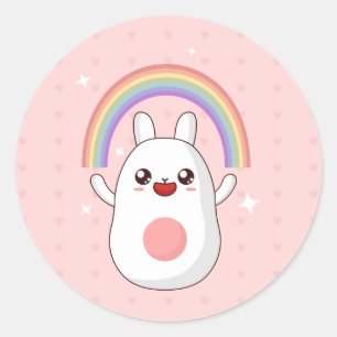 Rainbow Happy Rabbit Ronde Sticker