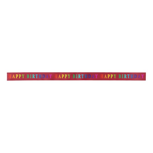 Rainbow Happy verjaardag Satin Ribbon Lint (Voorkant)