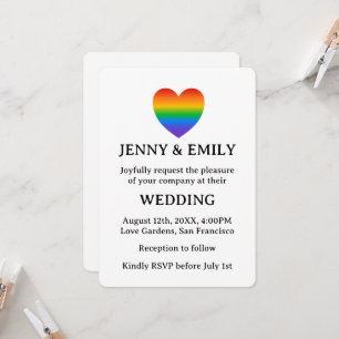 Rainbow hart trots homoseksueel lesbisch bruiloft kaart