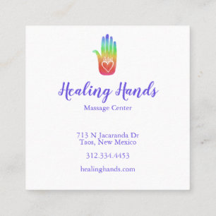 Rainbow Healing Hand Hearts Vierkante Visitekaartje