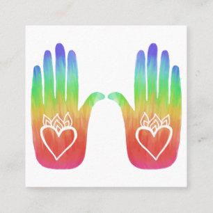 Rainbow Healing Hands Hearts Vierkante Visitekaartje