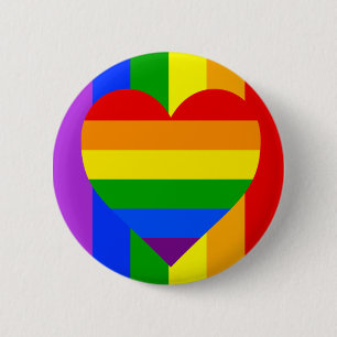 "RAINBOW HEART" 2,25 inch Ronde Button 5,7 Cm