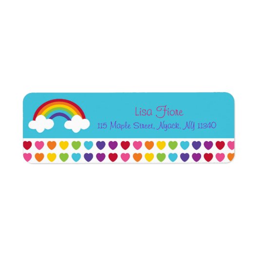 Rainbow Heart Baby Meisje Adresetiketten Etiket (Voorkant)