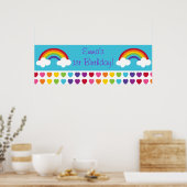 Rainbow Heart Birthday Personalized Banner Sign Poster (Keuken)