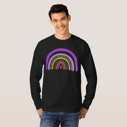 Rainbow Heart Boho Doodle T-Shirt (Devant entier)