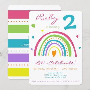 Rainbow & Heart Colorful Boho Little Girl Birthday Kaart
